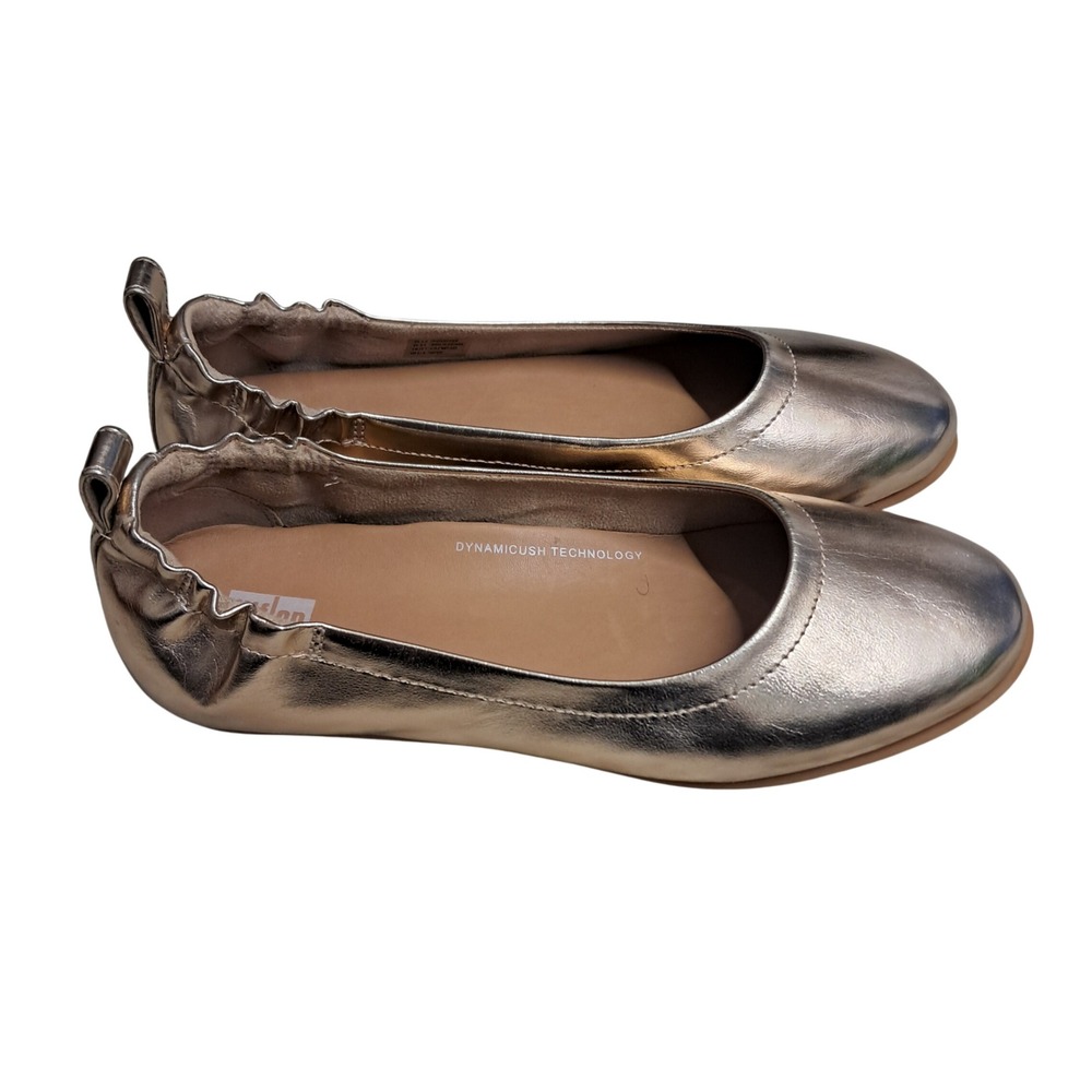 FitFlop Allegro Ballet Flats Womens 6.5 Rose Gold Metallic Leather Slip On